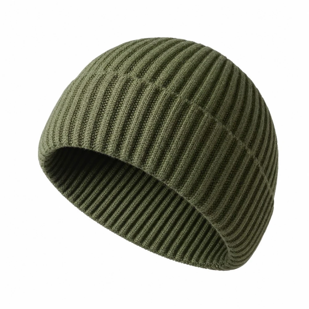 Bonnet Docker Vert Unisexe en Maille Côtelée Style Marin Polyester