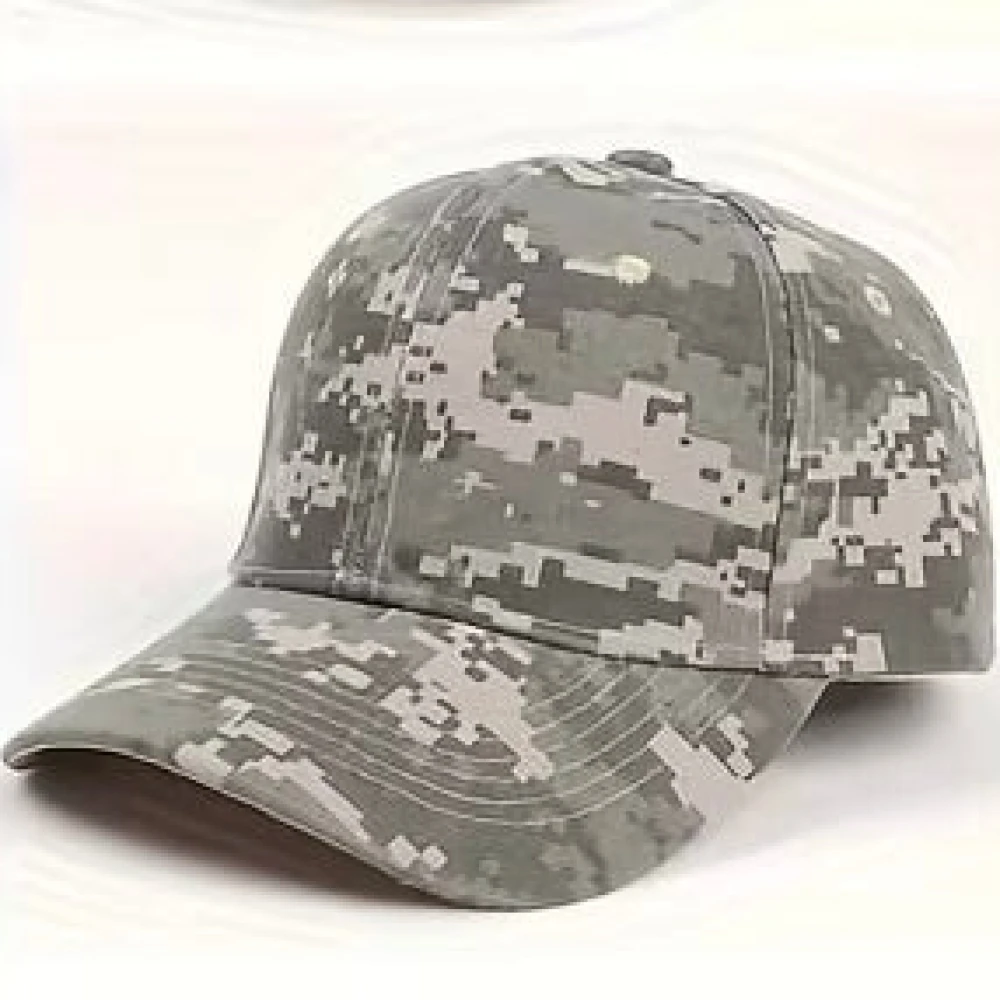 Casquette Baseball Camouflage Numérique Gris Clair Unisexe Outdoor Acrylique