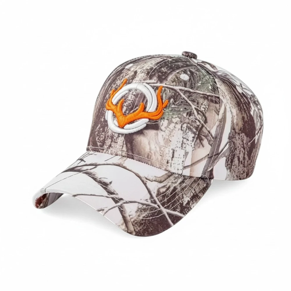 Casquette de Chasse Blanche Camouflage Broderie Bois de Cerf Unisexe Polyester