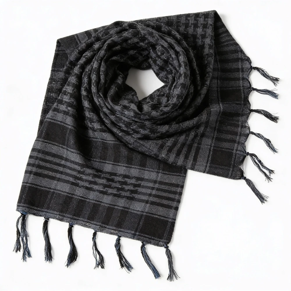 Keffieh Gris Noir Unisexe Foulard Tactique à Franges Outdoor