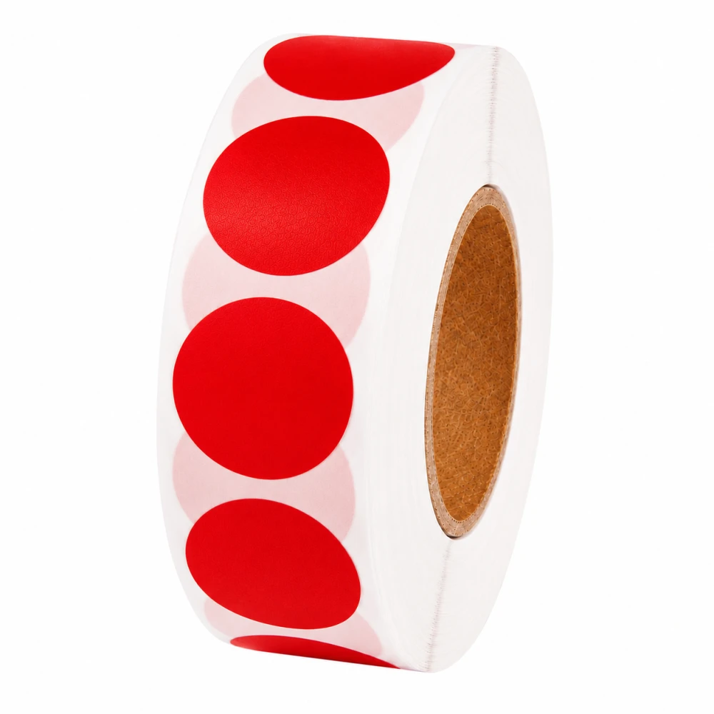 500 Pastilles Rondes Rouges 25mm