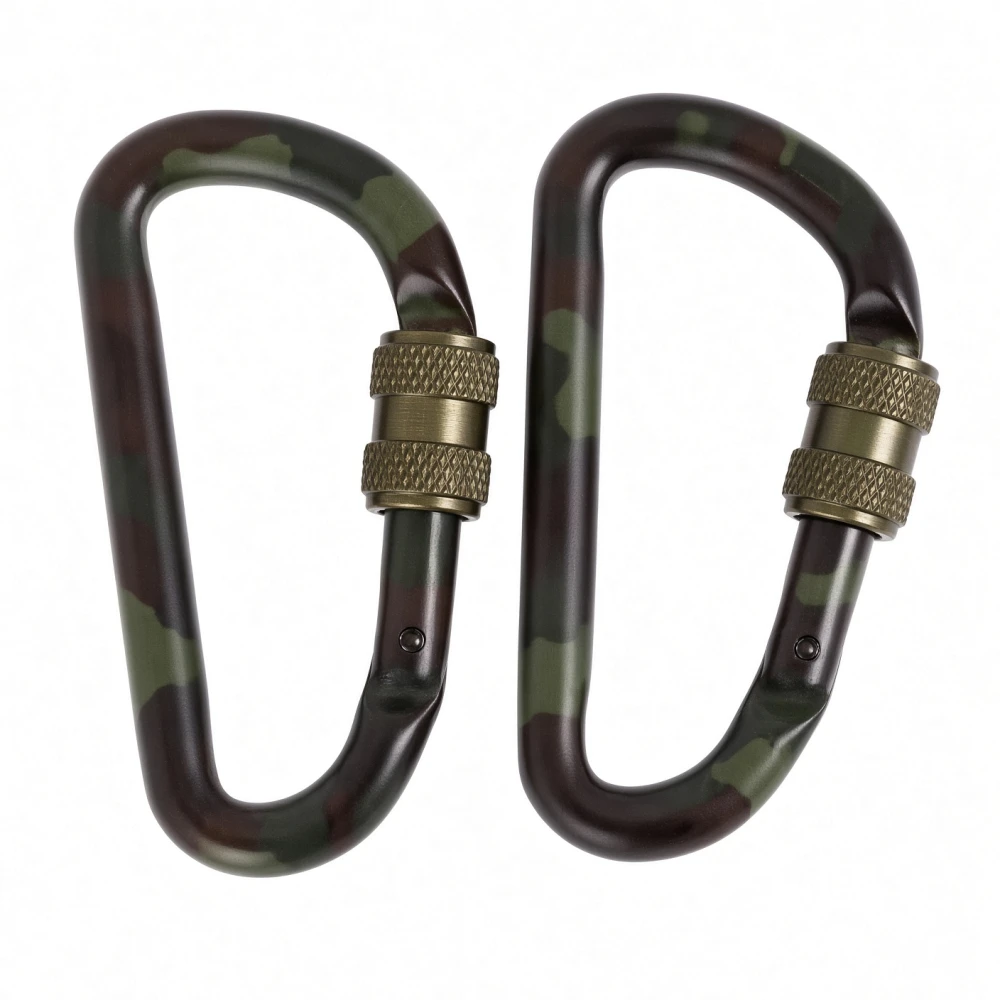 Lot de 2 Mousquetons Alliage Aluminium 80 mm Camo Miltec
