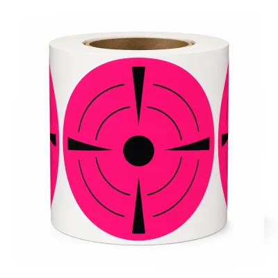 Lot 200 Cibles Autocollantes Rondes 76 mm Rose Fluorescent Repères Noirs Réglage de Visée