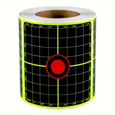 200 Cibles Carrées Grille 76mm Fluorescentes Réactives Autocollantes