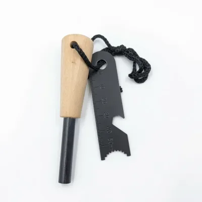 Allume-Feu 10cm Magnésium Manche Bois Pierre à Feu Survival Outdoor Bushcraft Camping