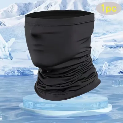 Tour de cou noir unisexe respirant - masque visage rafraîchissant sport et outdoor