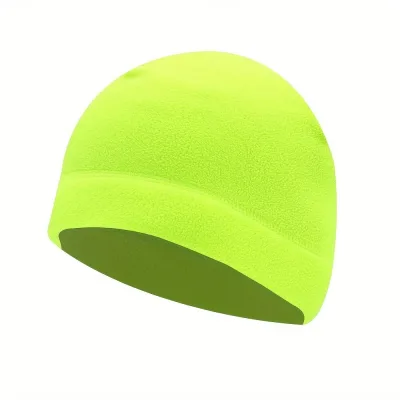Bonnet Polaire Vert Fluo Unisexe Chaud Doublé Sport Outdoor Hiver
