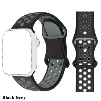 Bracelet Sport Apple Watch Noir Gris 49 45 44 42mm