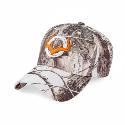 Casquette de Chasse Blanche Camouflage Broderie Bois de Cerf Unisexe Polyester