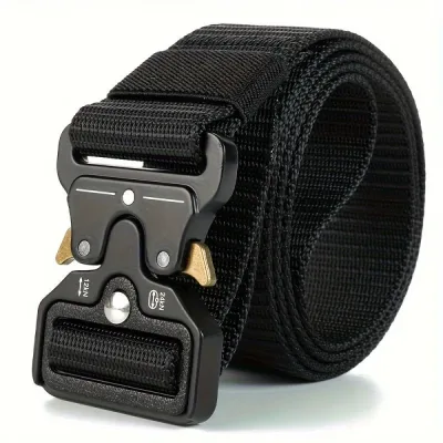 Ceinture Tactique Unisexe Noire Réglable Boucle Sécurité Plastique Randonnée Camping