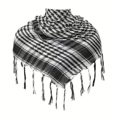 Keffieh Blanc Noir Unisexe Foulard Tactique à Franges Outdoor