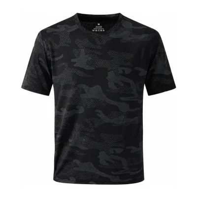 T-shirt Sport Homme Camouflage Noir Respirant Polyester