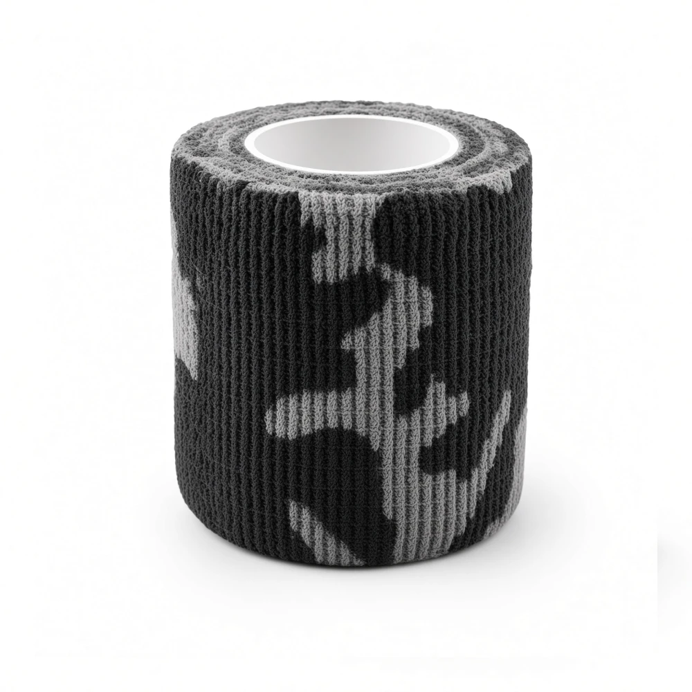 Ruban Adhésif 5cm x 4.5m Sport Camouflage Noir Urbain Auto-Agrippant Extensible Outdoor Chasse